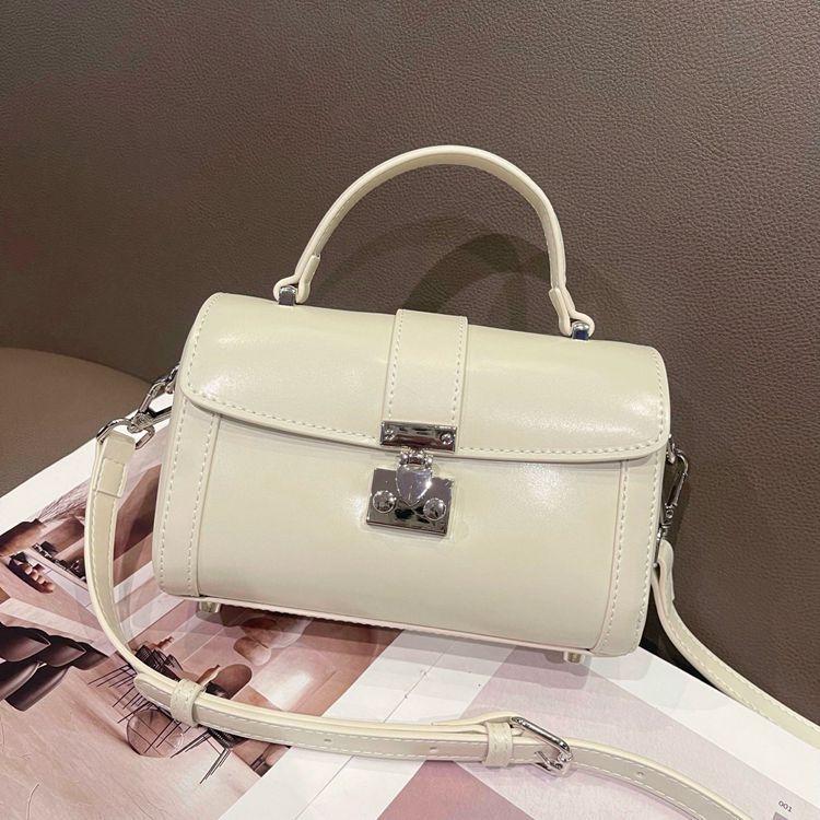 Elegant Leather Box Handbag Shoulder Crossbody Bag