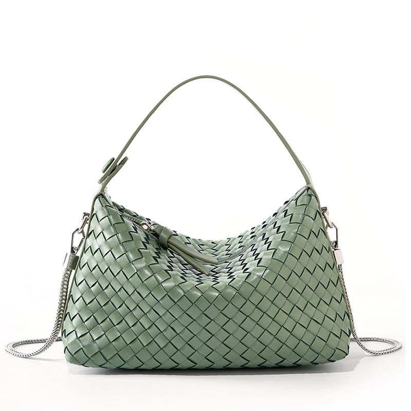 Lambskin Woven Hobo Shoulder Crossbody Bag