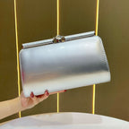Elegant White Glossy Clutch Shoulder Bag