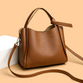 Elegant Soft Leatherette Bucket Crossbody Handbag