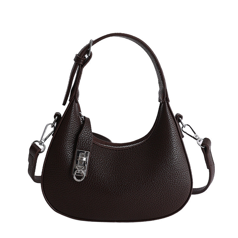 Soft Textured Vegan Leather Crescent Bag