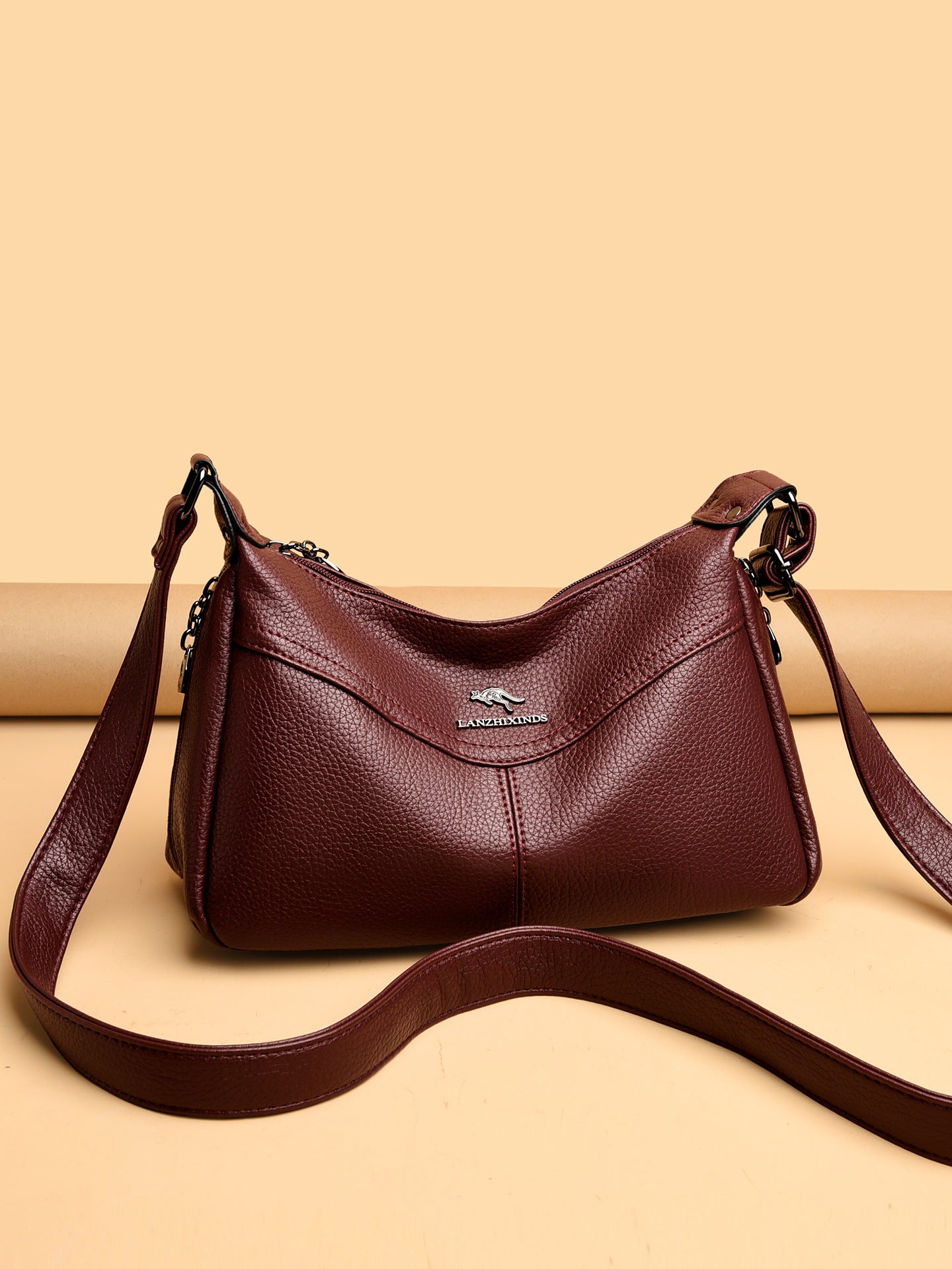 Soft Leather Lightweight Large Capacity Crossbody Bag