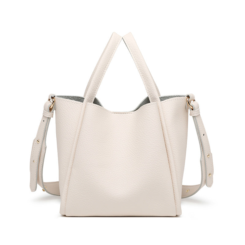 Soft Leather Bucket Crossbody Handbag