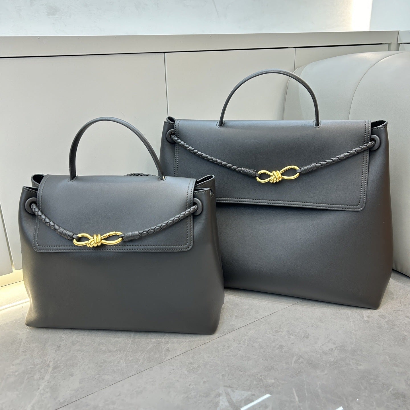 Genuine Leather Woven Tote Crossbody Bag