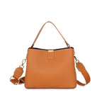 Women's Leather Crossbody Bucket Handbag