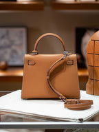 Premium Leather Kelly Style Shoulder Crossbody Handbag