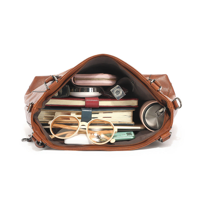 Elegant Soft Leather Shoulder Tote Crossbody Bag