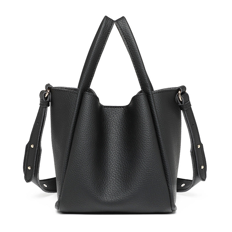 Soft Leather Bucket Crossbody Handbag