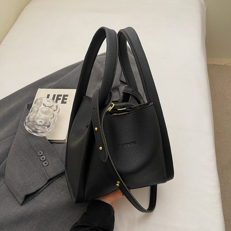 Soft Faux Leather Bucket Tote Bag