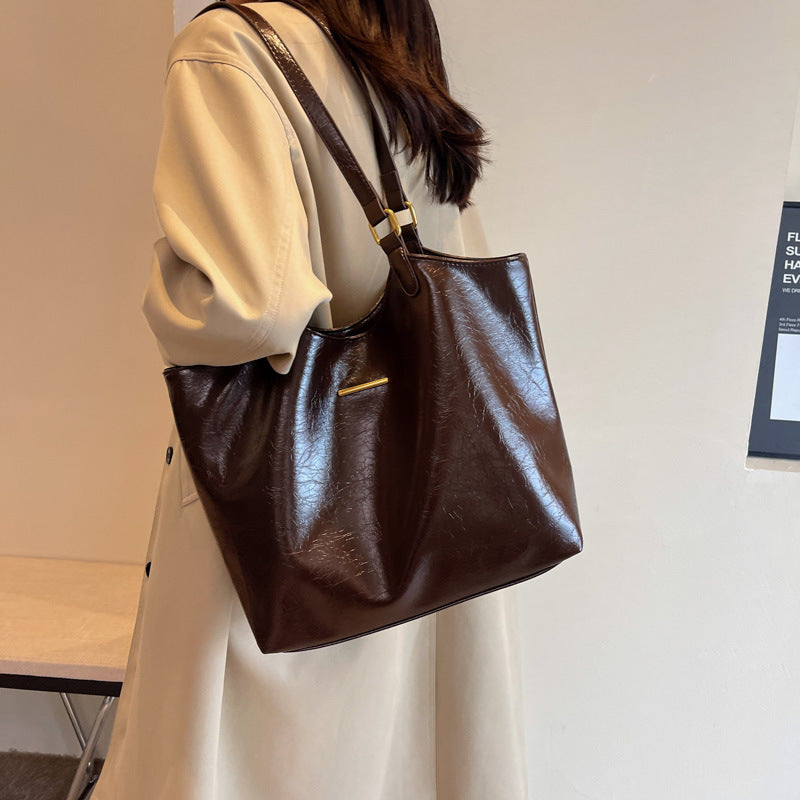 Stylish Soft Leather Large Capacity Tote Bag