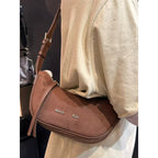 Matin Kim Suede Crescent Shoulder Crossbody Handbag