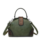 Retro Embossed Faux Leather Top-Handle Crossbody Bag