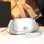 Genuine Leather Croc Embossed Shoulder Handbag