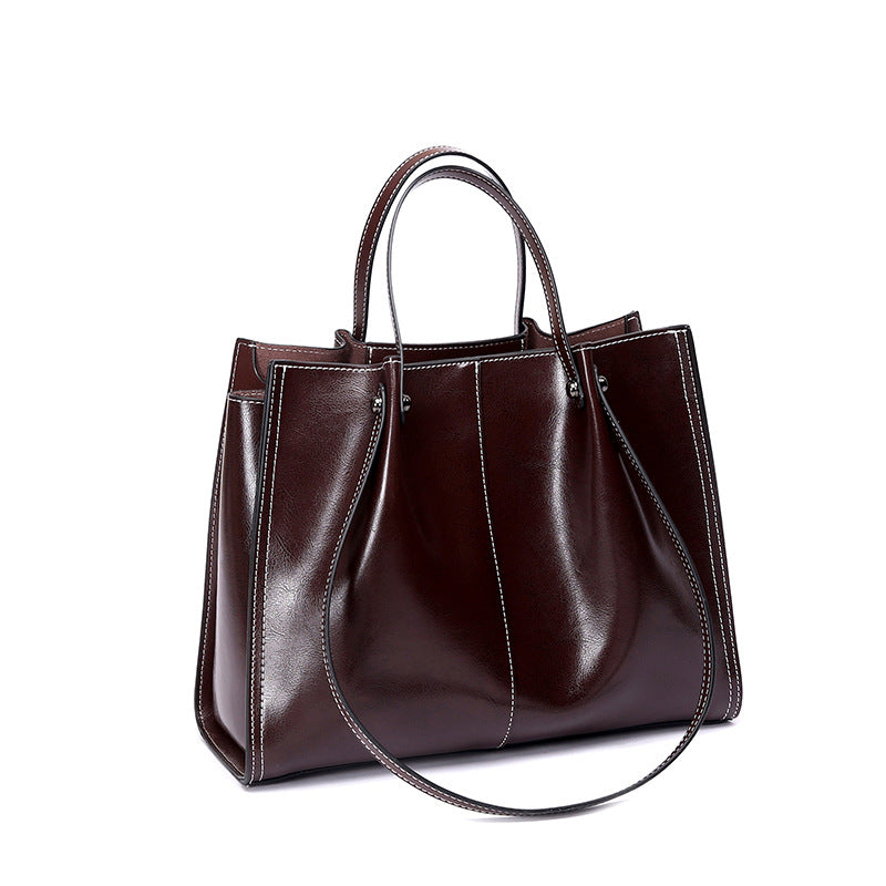 Genuine Leather Vintage Large Capacity Tote Bag