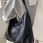 Soft Leatherette Chain Shoulder Tote Bag