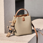 Premium Leather Bucket Crossbody Handbag