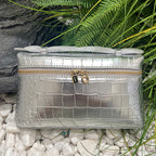White Croc Embossed Leather Crossbody Bag