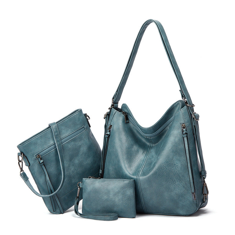 Stylish Women's Soft Leather Handbag Trio