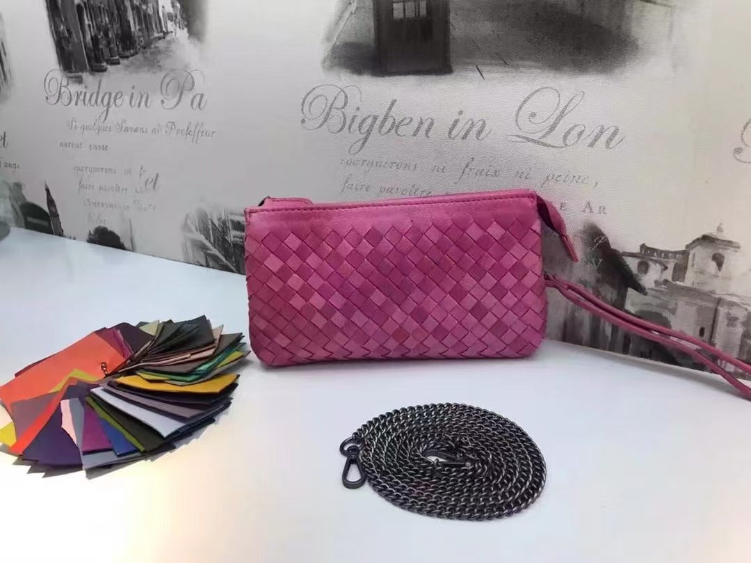 Genuine Leather Woven Clutch Shoulder Bag