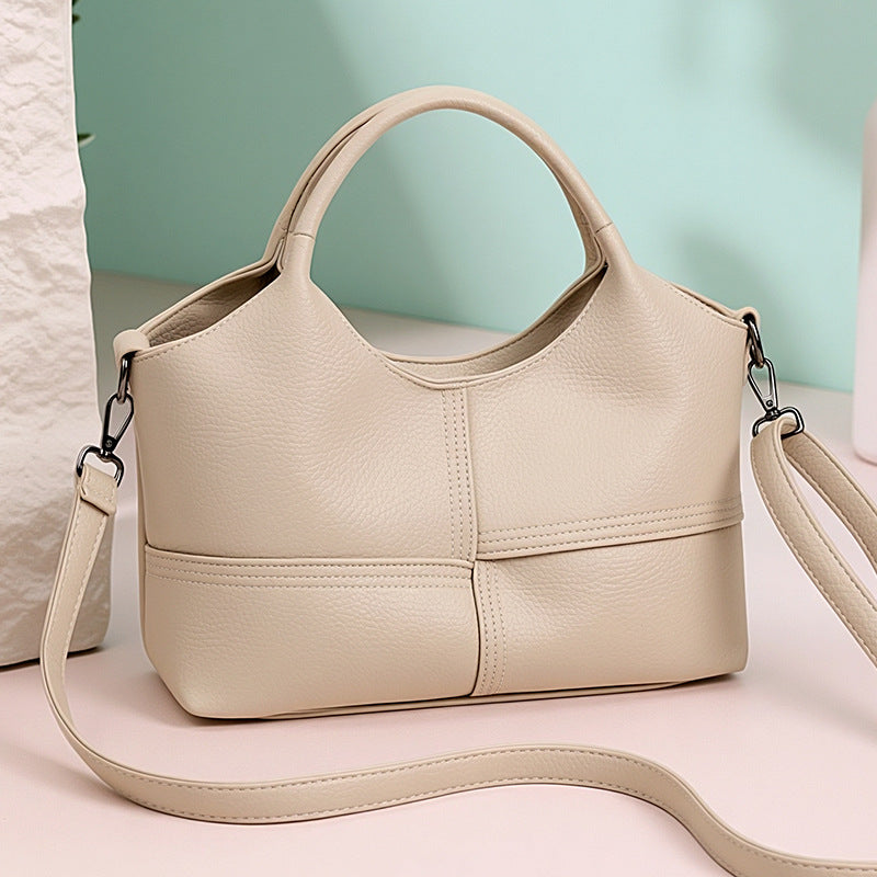Soft Leather Commuter Tote Crossbody Bag