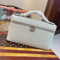 Genuine Leather Ostrich Pattern Box Handbag