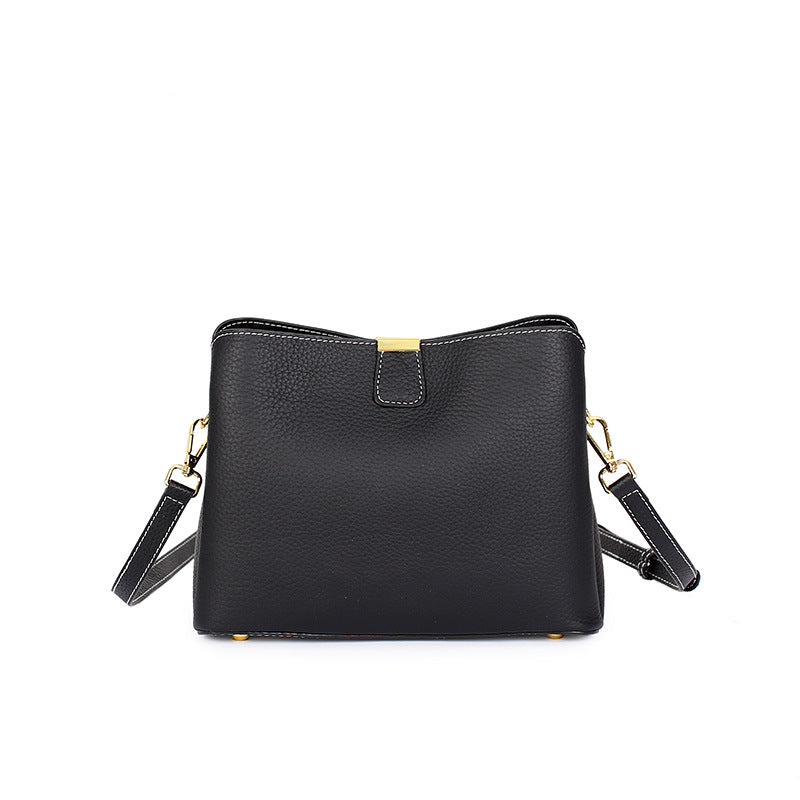 Women's Leather Crossbody Bucket Handbag