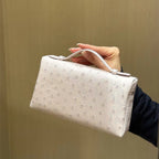 Genuine Leather Ostrich Pattern Box Handbag