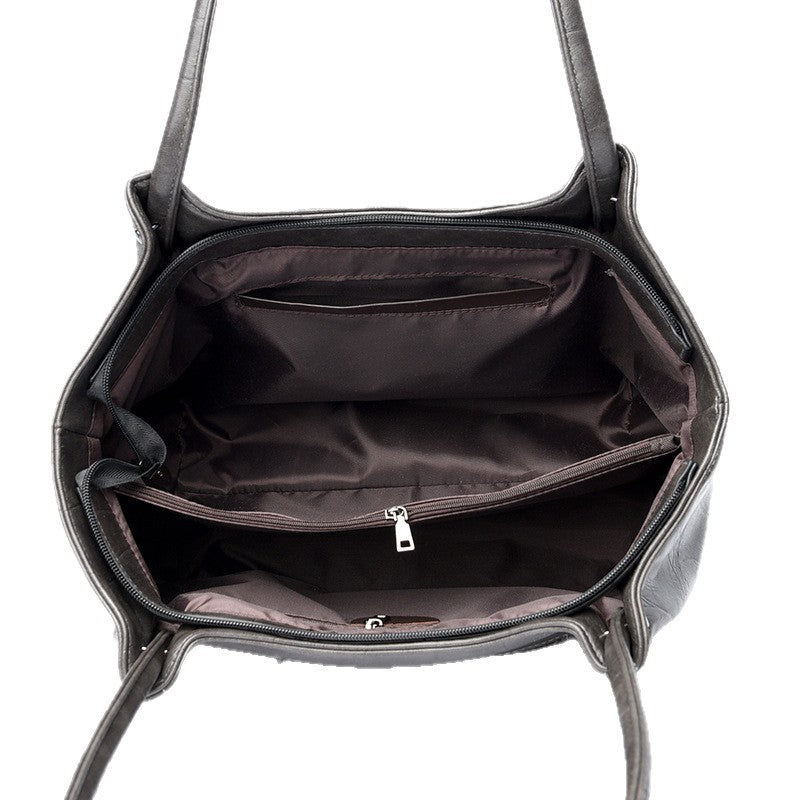 Elegant Commuter Tote Bag Stone Pattern Leather