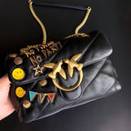 Genuine Leather Quilted Love Birds Crossbody Bag