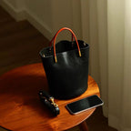 Stylish Green Faux Leather Bucket Shoulder Bag