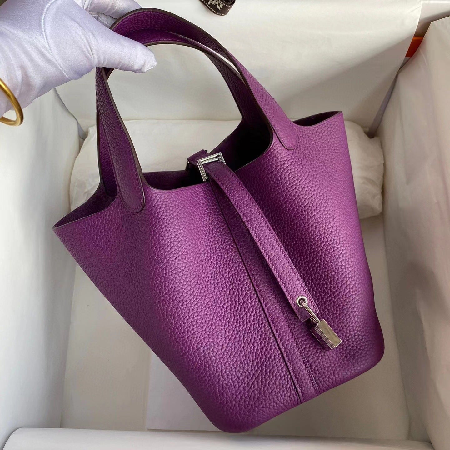 Premium Togo Leather Bucket Handbag
