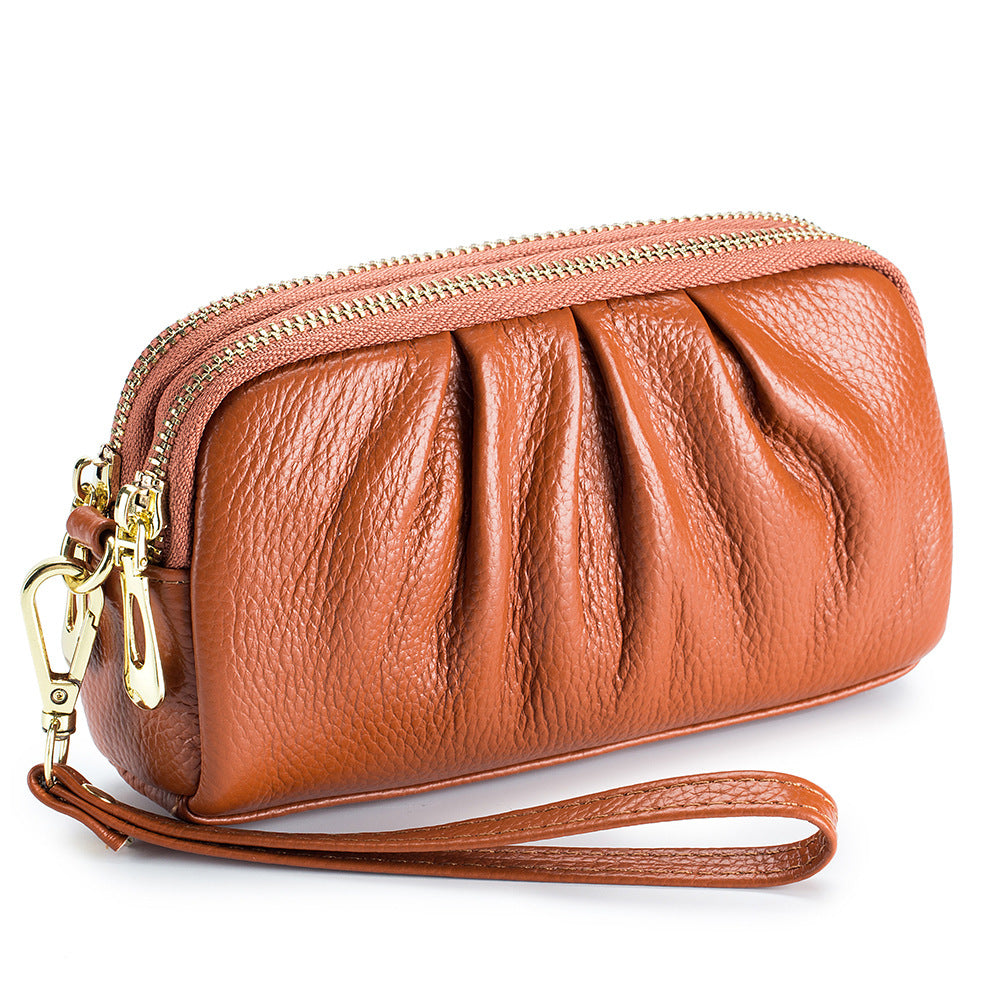 Genuine Leather Women's Wristlet Clutch Wallet