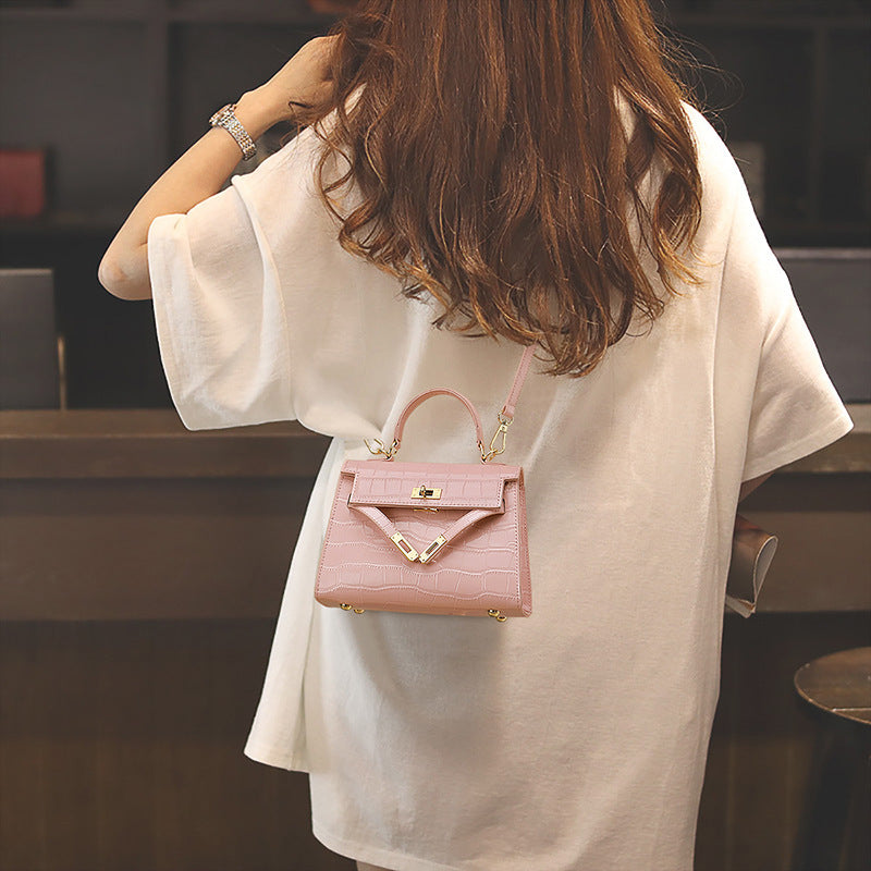 Women's Croc Embossed Genuine Leather Mini Handbag