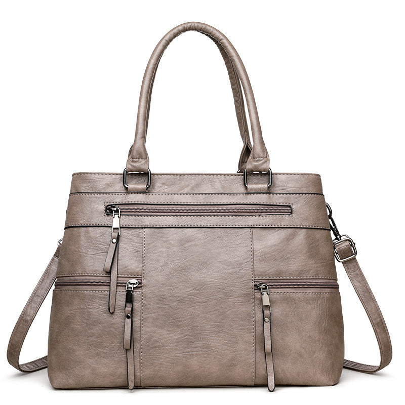 Soft Synthetic Leather Multi-Pocket Tote Bag