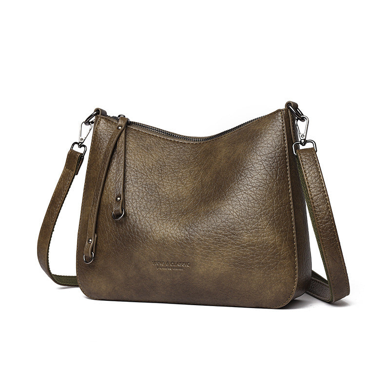 Vintage Faux Leather Commuter Shoulder Bag