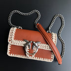 Genuine Leather Quilted Love Birds Crossbody Bag