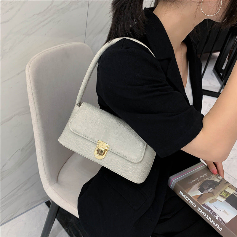 Lilac Croc Effect Shoulder Bag