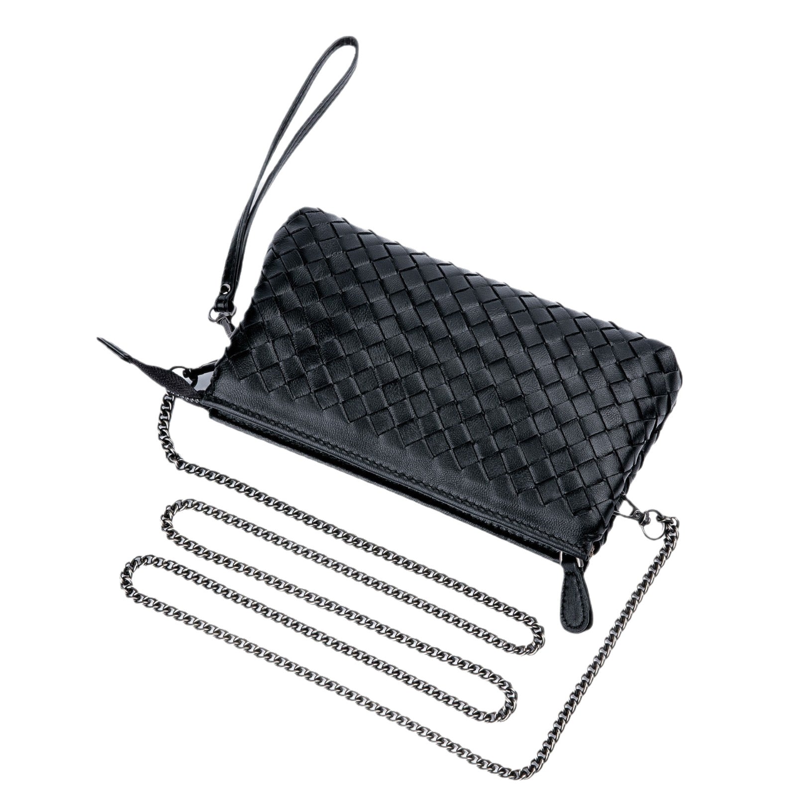 Genuine Leather Woven Clutch Shoulder Bag