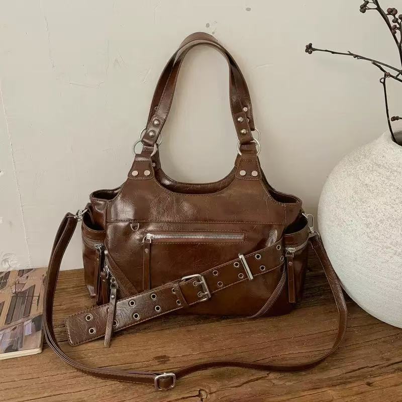 Fashion Rivet Soft Material Commuter Tote Bag