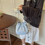Stylish Polka Dot Drawstring Handbag