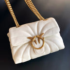 Genuine Leather Quilted Love Birds Crossbody Bag