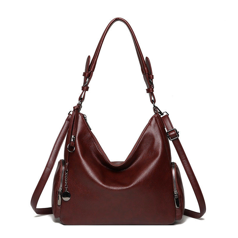 Versatile Soft Leather Tote Crossbody Shoulder Bag