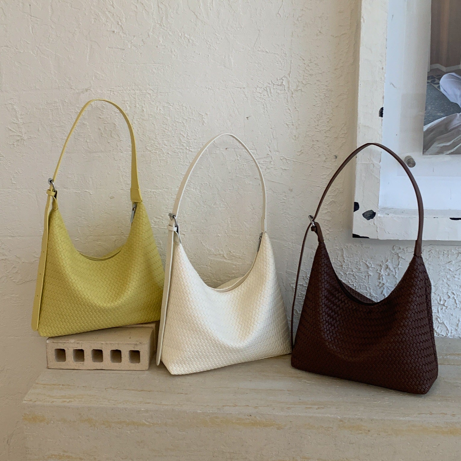 Fashion Woven Soft Leather Shoulder Tote Bag