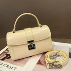 Elegant Leather Box Handbag Shoulder Crossbody Bag