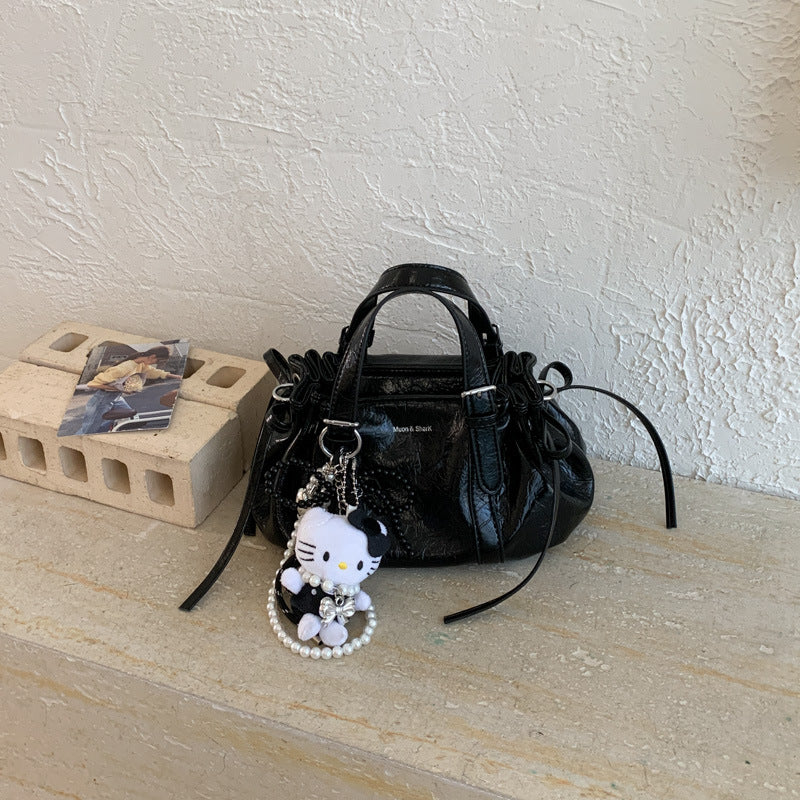 Soft Leather Pleated Handbag Shoulder Crossbody Bag