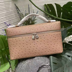 Genuine Leather Ostrich Pattern Box Handbag