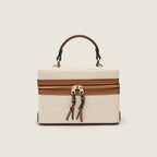 Canvas Leather Mini Box Crossbody Handbag
