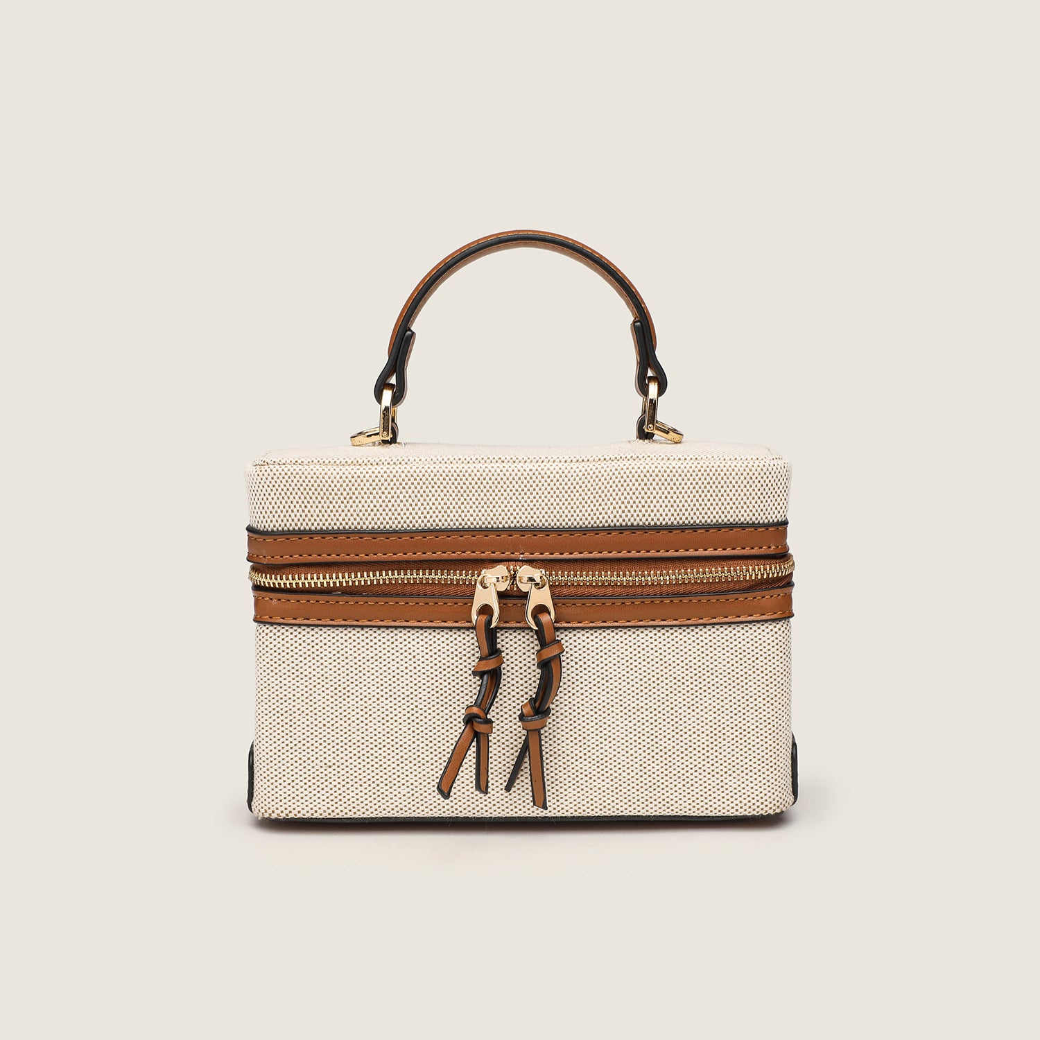 Canvas Leather Mini Box Crossbody Handbag