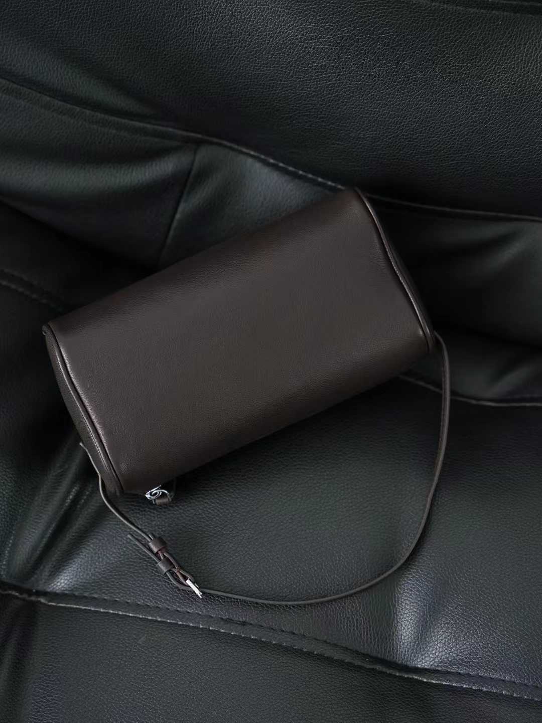 Top Grain Leather Cylindrical Crossbody Shoulder Bag