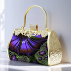 Elegant Floral Glitter Evening Clutch Handbag